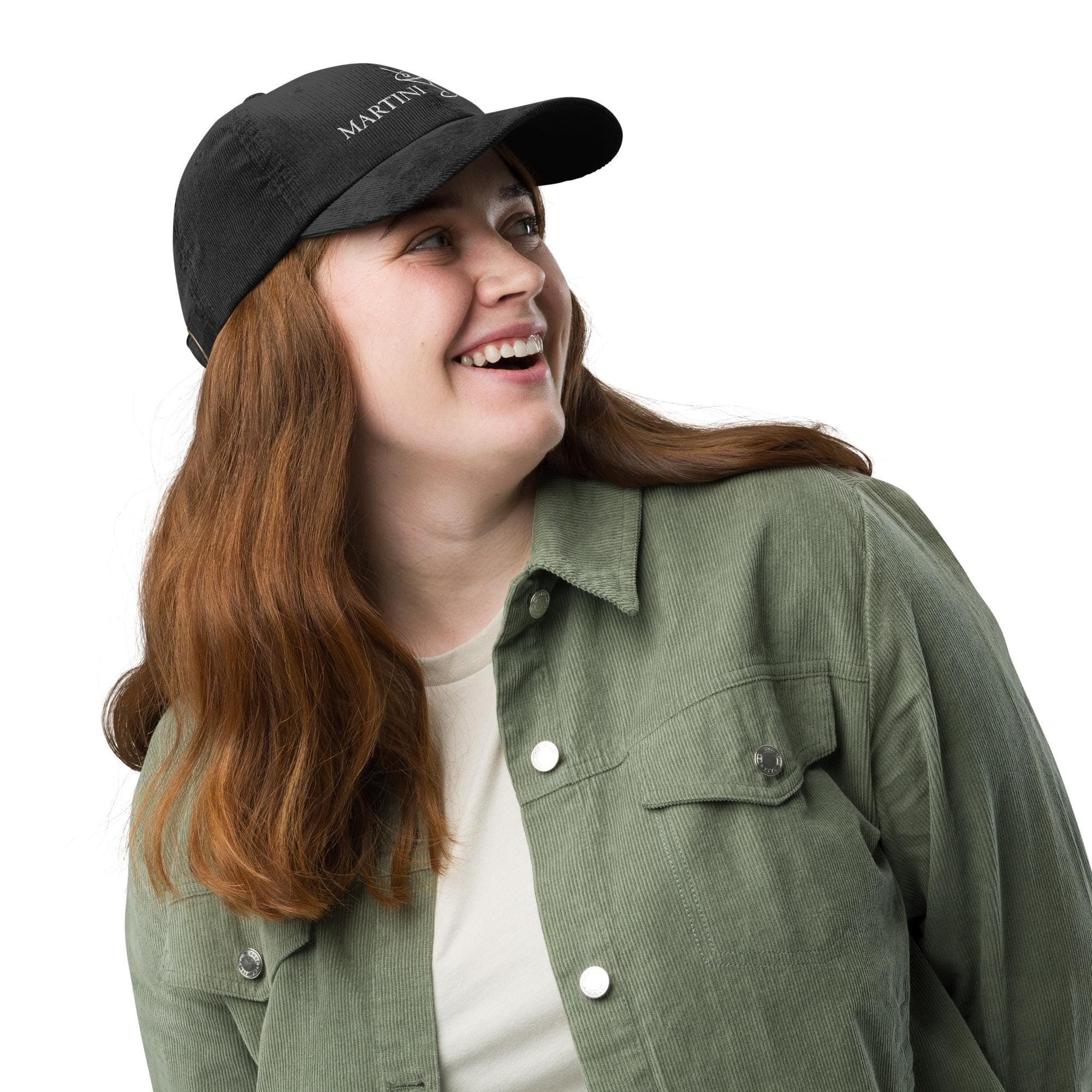 Corduroy Martini Hat – Embroidered Cocktail Dad Cap, Retro Drinking Hat, Bar Lover Gift