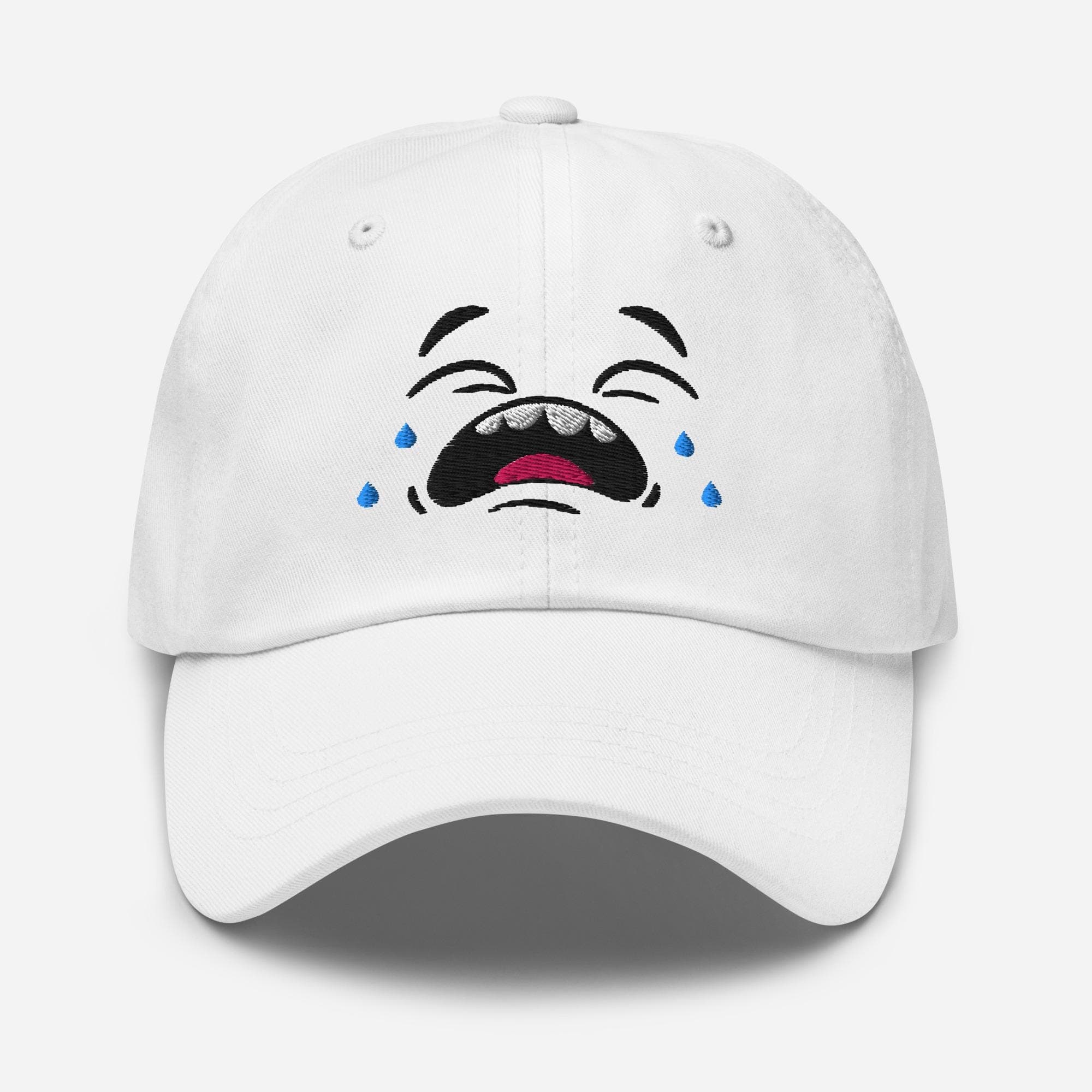Crying Face Embroidered Hat – Funny Expression Dad Cap, Sad Meme Aesthetic Baseball Cap, Unique Embroidery Gift