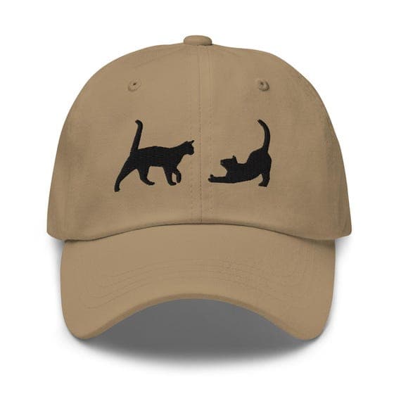 Two Black Cat Hat Embroidered Hat Unisex Baseball Hat Strapback Cat Lover Gift Cat Mom Cat Dad