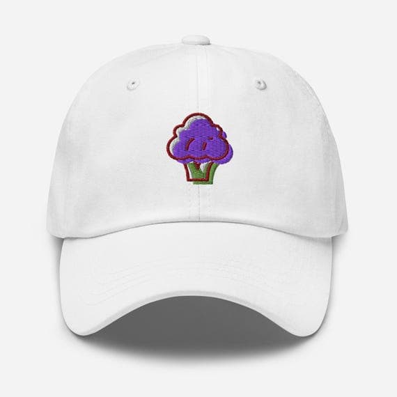 Cute Purple Broccoli Dad Cap | Funny Vegetable Baseball Hat | Gift for Gardeners & Veggie Lovers