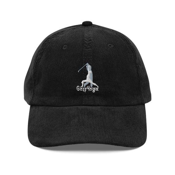 Corduroy Golf Yoga Hat | Golf Lover Cap | Zen Golf Embroidered Dad Hat | Golf Yoga Gift | Sports & Relaxation Cap
