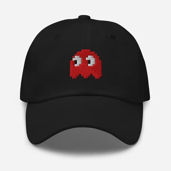 Pacman Ghost Embroidered Hat – Retro Arcade Game Dad Cap, Vintage Gamer Gift Baseball Cap