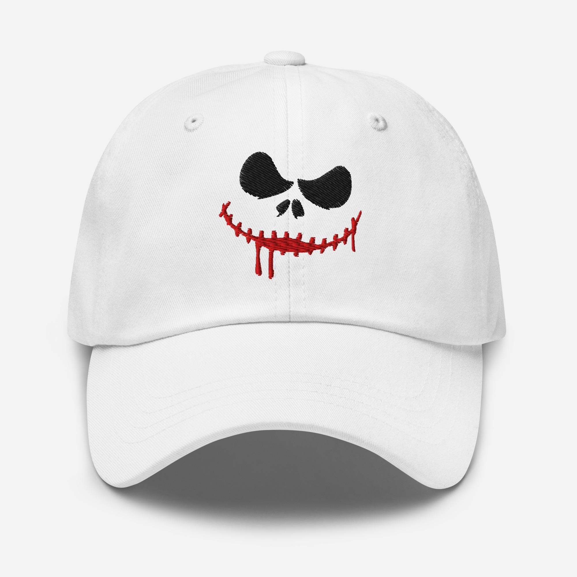 Jack Skellington Smile Hat, Halloween Dad Cap, Embroidered Jack Face Cap, Spooky Pumpkin King Baseball Hat, Gothic Gift for Him or Her