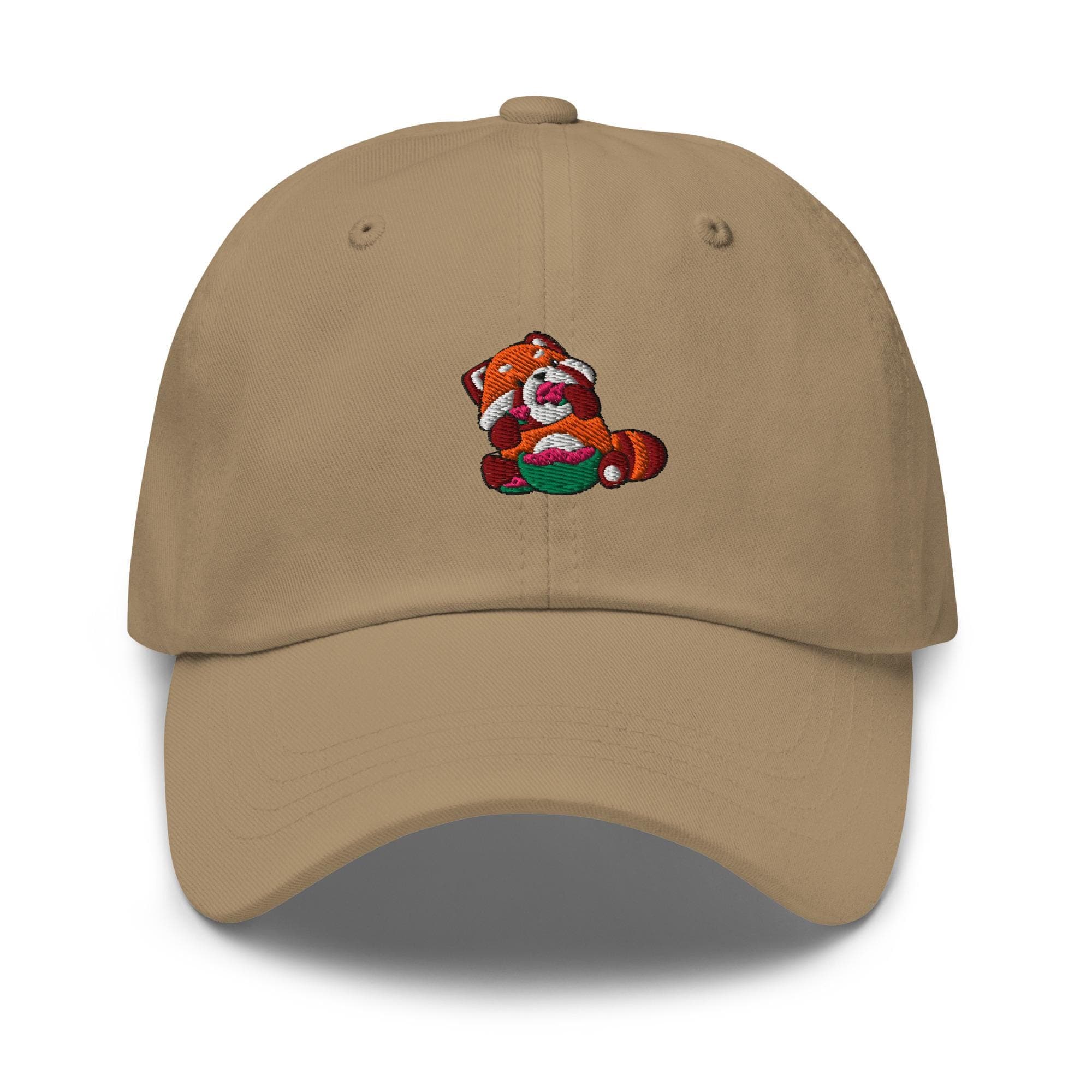 Cute Red Panda Eating Watermelon Embroidered Dad Hat, Gift For Panda Lovers Baseball Cap, Dad Cap Gifts, Gift for Dad Gift for Mom Hat Panda