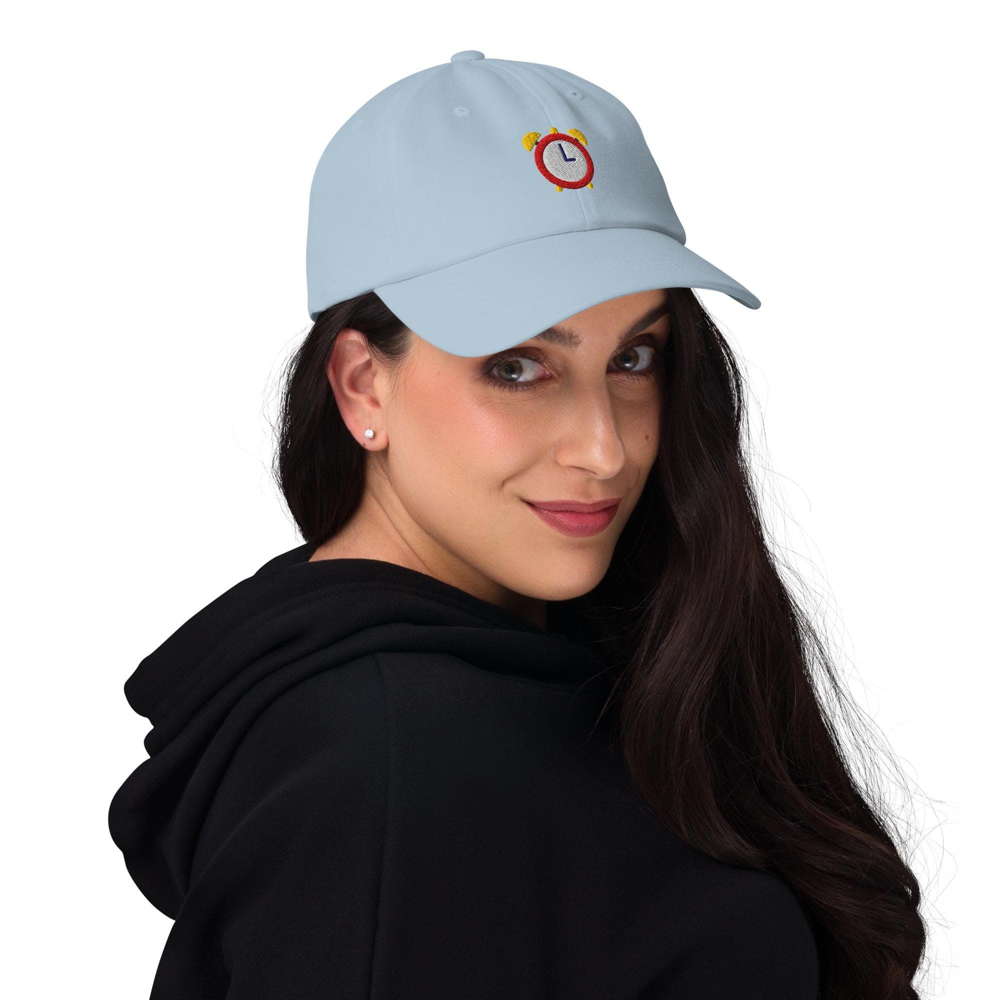Alarm Clock Embroidered Dad Hat, Minimalist Baseball Cap for Students, Workers Night Owls, Adjustable Cotton Cap