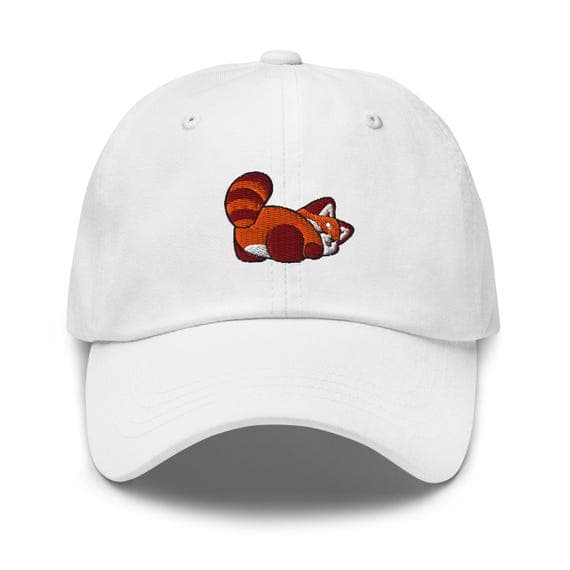 Cute Red Panda Playing Embroidered Dad Hat, Gift For Panda Lovers Baseball Cap, Dad Cap Gifts, Gift for Dad Gift for Mom Hat Panda