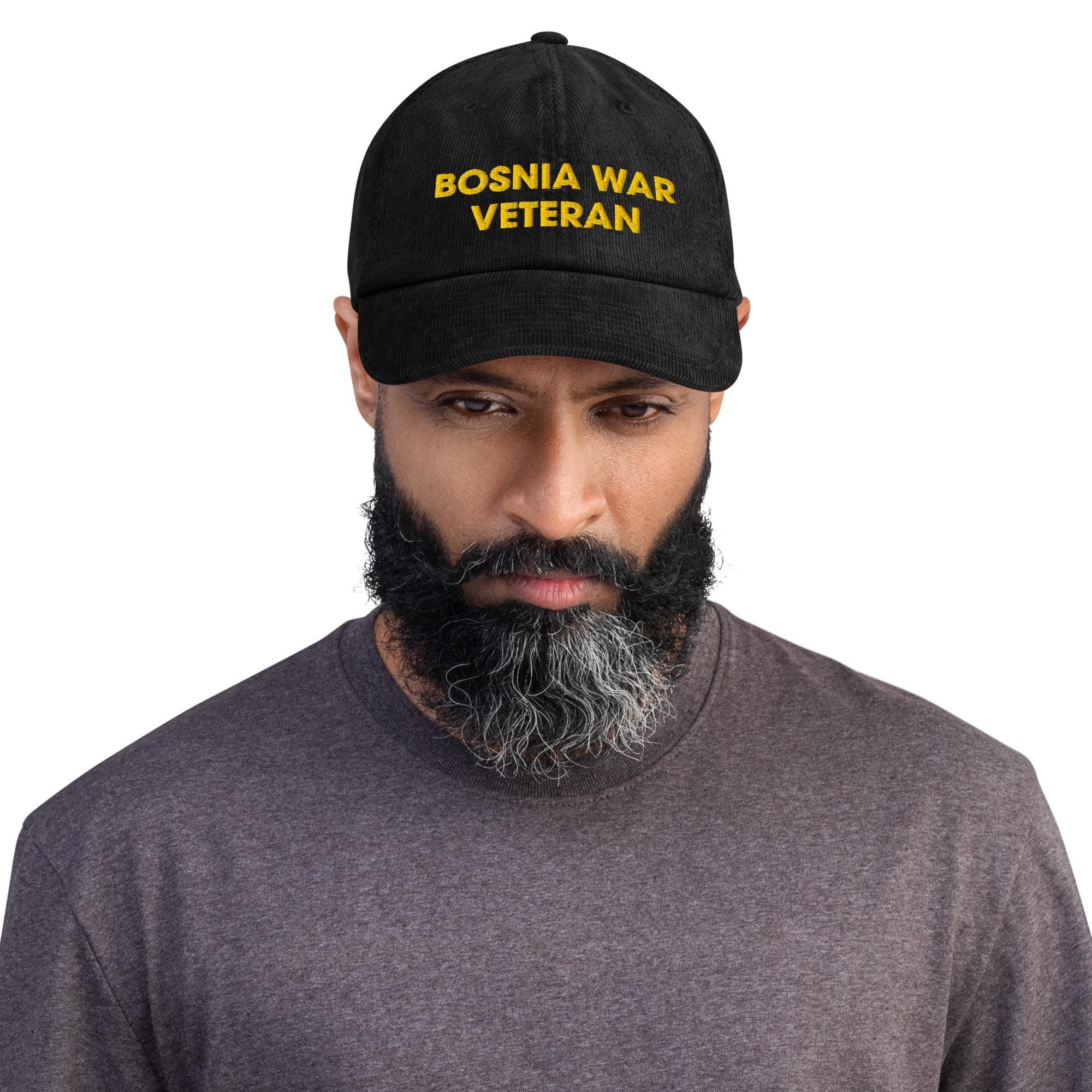 Bosnia War Veteran Corduroy Hat Embroidered Hat Gift for Veteran Gift for Grandpa Corduroy Hat Adjustable Strap Hat For Men