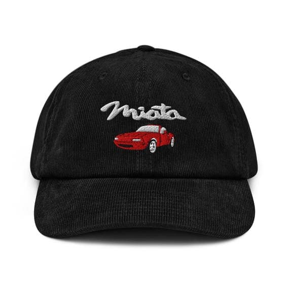 Miata Embroidered Corduroy Cap | JDM Car Lover Hat | MX5 Roadster Dad Hat | Gift for Car Enthusiast | Retro Auto Embroidery Cap