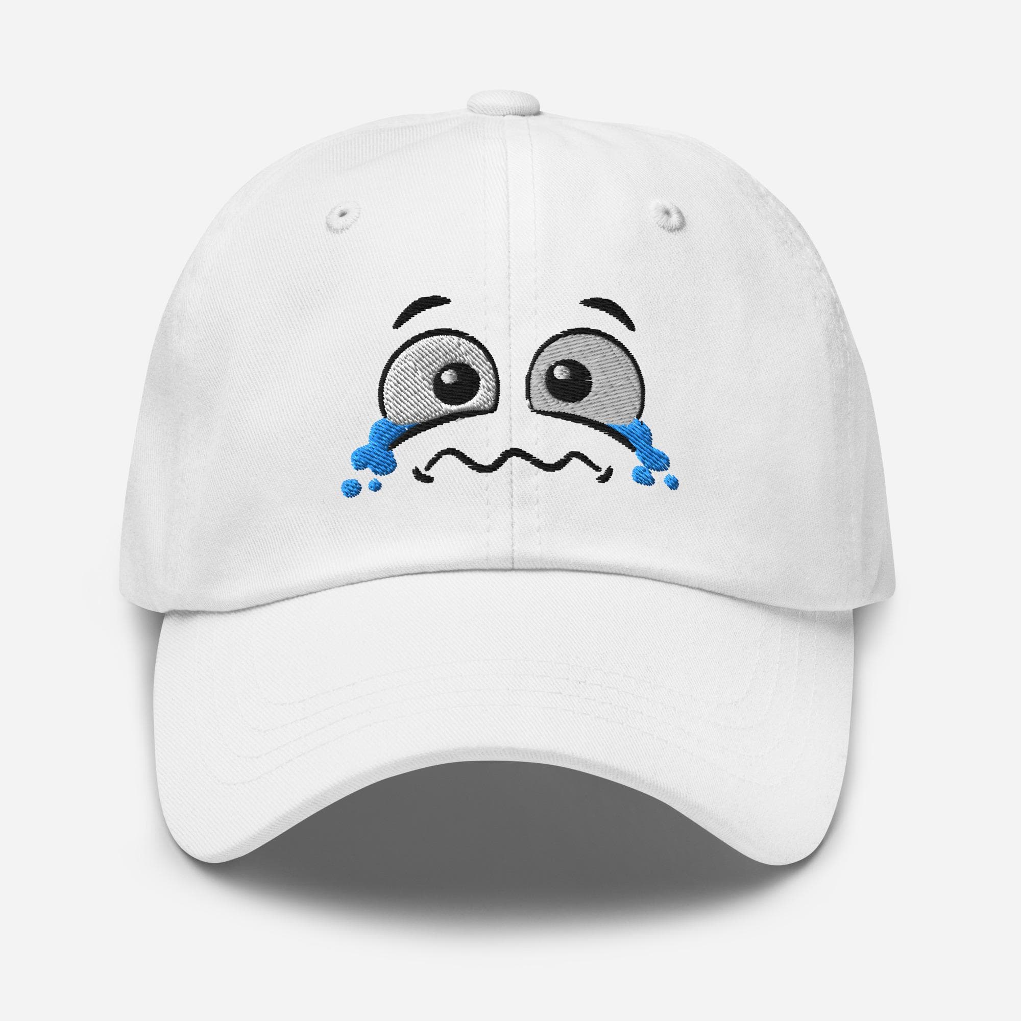 Crying Cartoon Face Hat | Embroidered Kawaii Sad Expression Cap | Cute Anime Style Baseball Cap