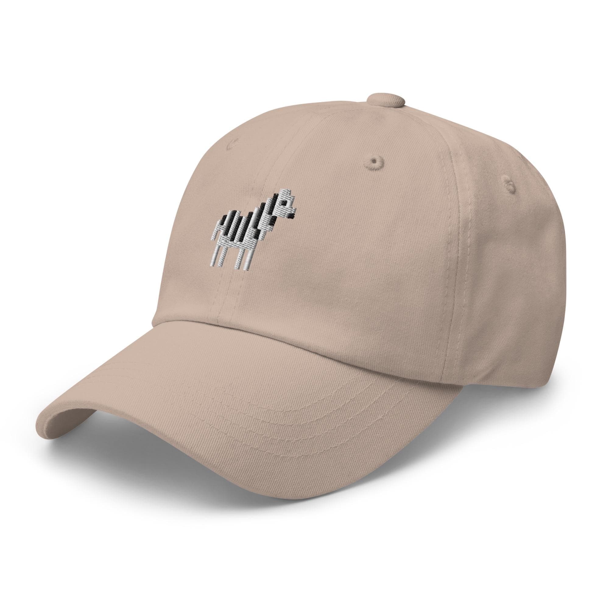Pixelated Zebra Baseball Dad Cap | Embroidered Animal Graphic Hat | Retro Pixel Art Adjustable Cotton Cap for Men Women