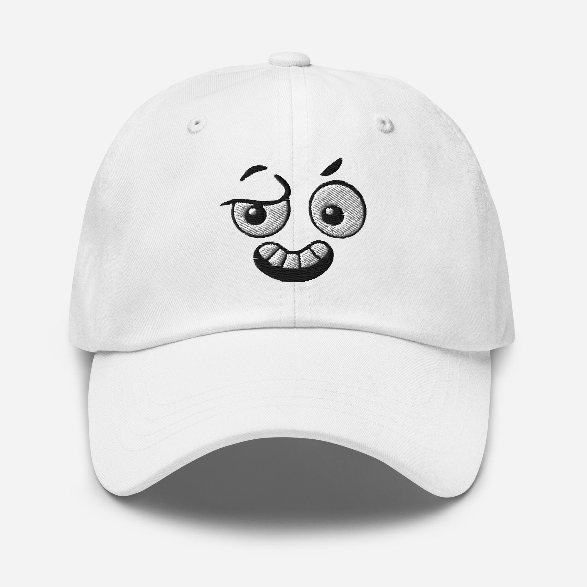 Embroidered Cartoon Face Hat – Shock Outrage Expression Cap, Funny Character Dad Hat, Unique Illustration Baseball Cap