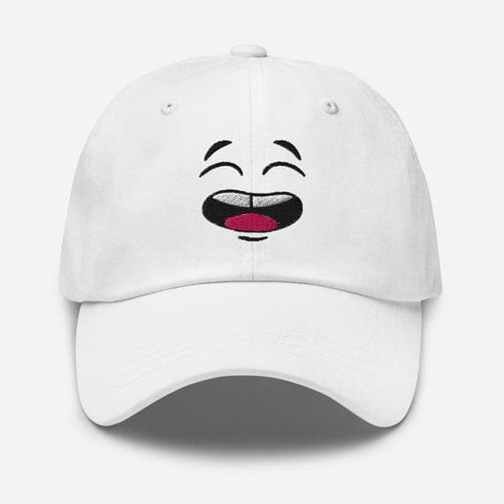Embroidered Cartoon Face Hat – Smiling Expression Baseball Cap, Cute Character Dad Hat, Fun Casual Streetwear Gift