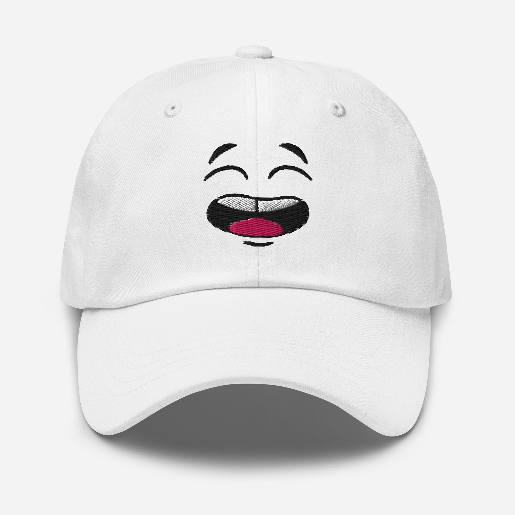 Embroidered Cartoon Face Hat – Smiling Expression Baseball Cap, Cute Character Dad Hat, Fun Casual Streetwear Gift