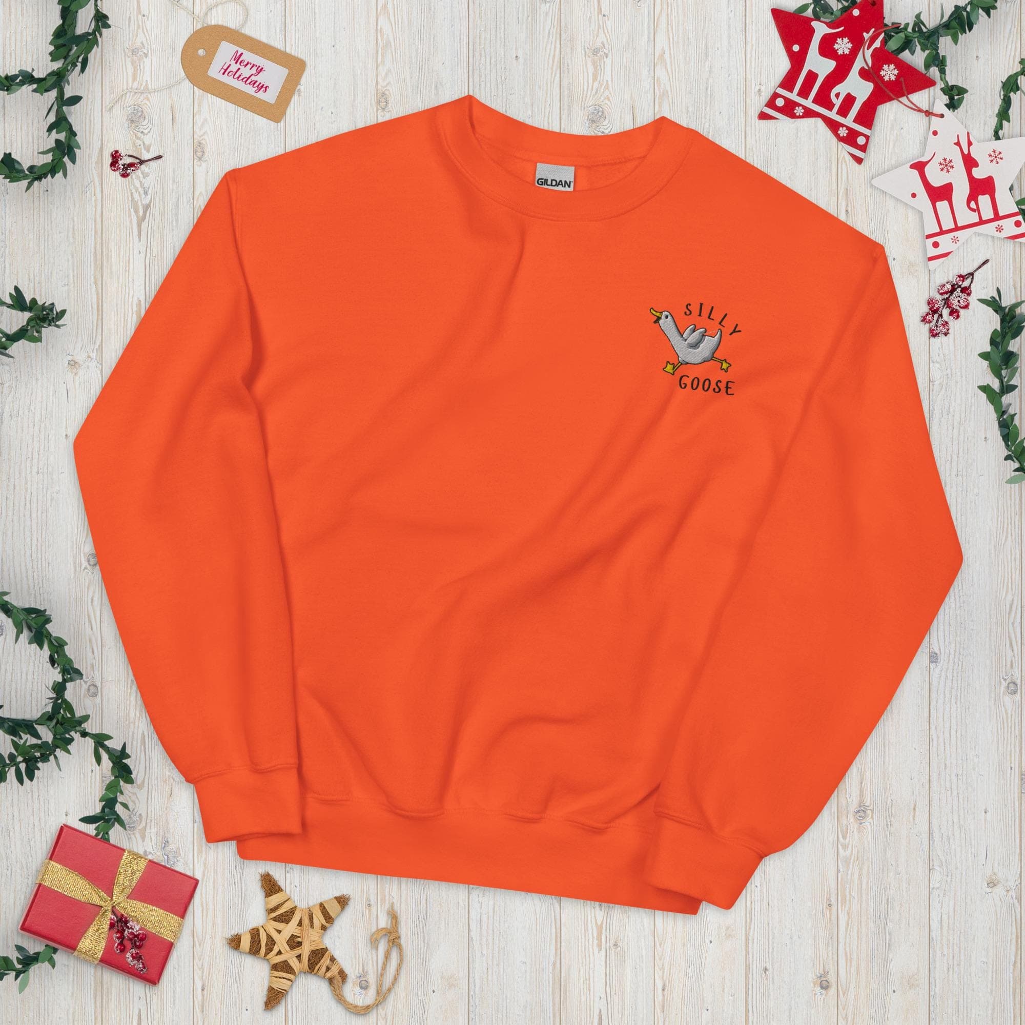 Silly Goose Embroidered Sweatshirt | Funny Goose Gift for Friends | Cute Animal Crewneck | Cozy Unisex Goose Jumper | Unique Gift Idea