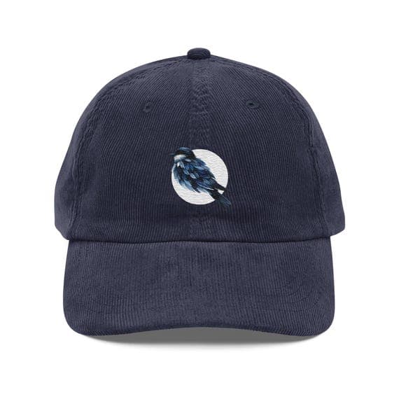 Night bird Hat Embroidered Corduroy Cap