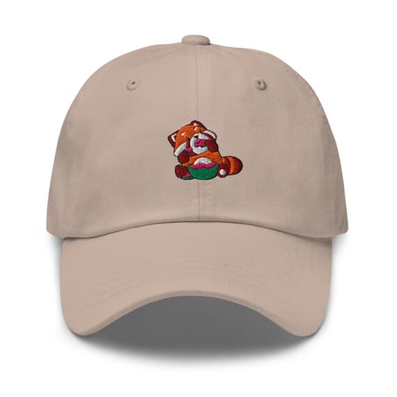 Cute Red Panda Eating Watermelon Embroidered Hat, Gift For Panda Lovers Baseball Cap, Dad Cap Gifts, Gift for Dad Gift for Mom Hat Panda