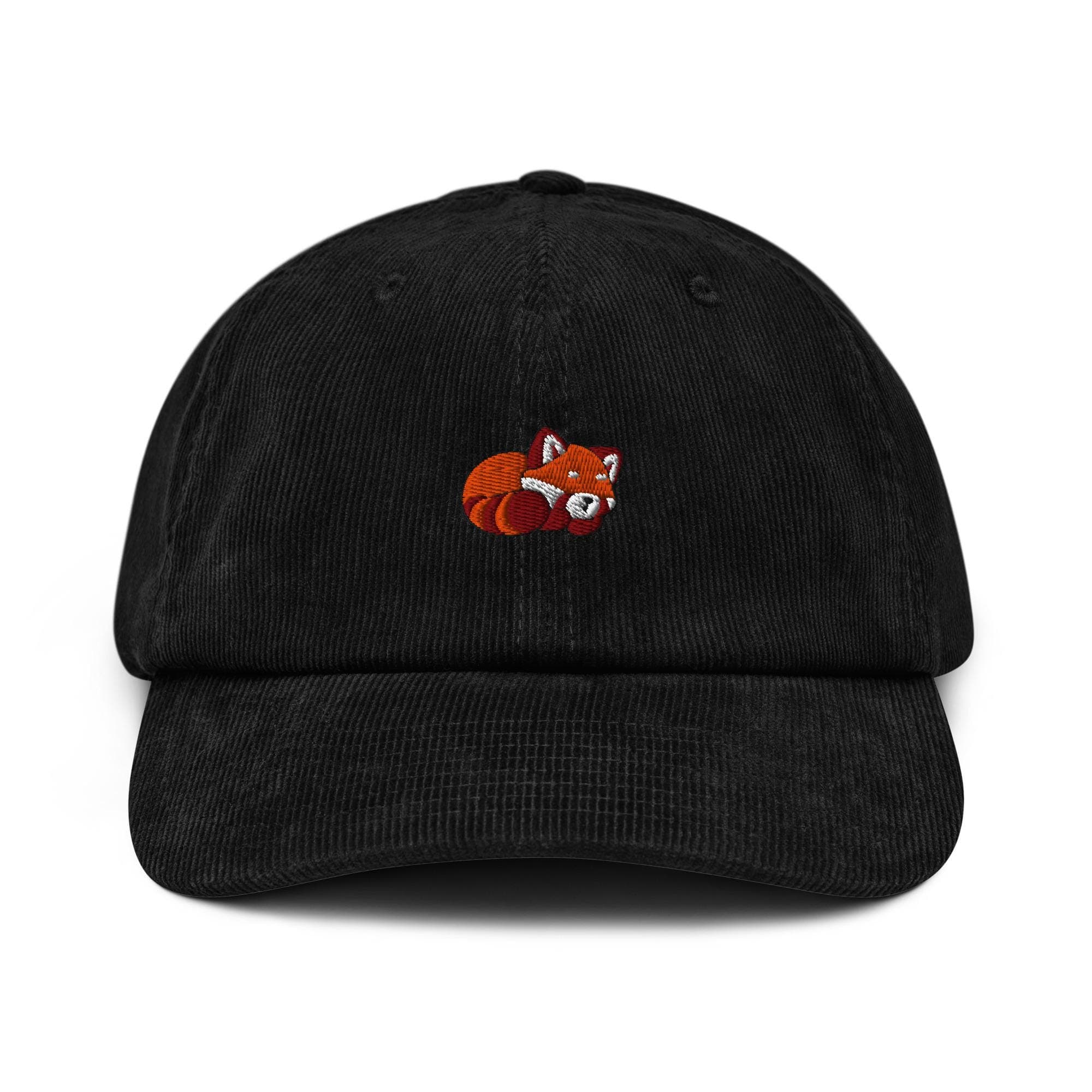 Cute Red Panda Sleeping Embroidered Corduroy Cap | Animal Lover Hat | Aesthetic Gift for Zoo & Wildlife Fans | Cozy Corduroy Dad Hat
