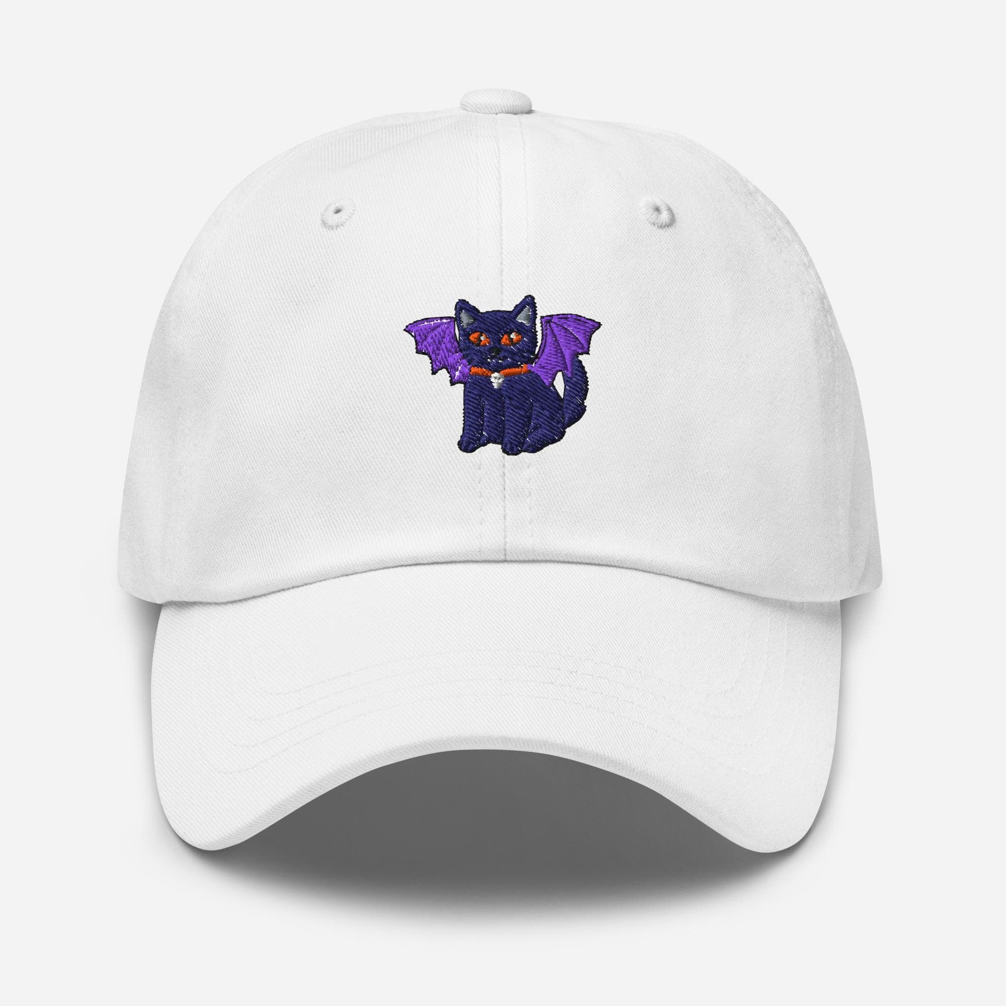 Vampire Cat Dad Cap | Gothic Baseball Hat | Winged Cat Embroidered Cap | Dark Aesthetic Streetwear | Cute Spooky Hat