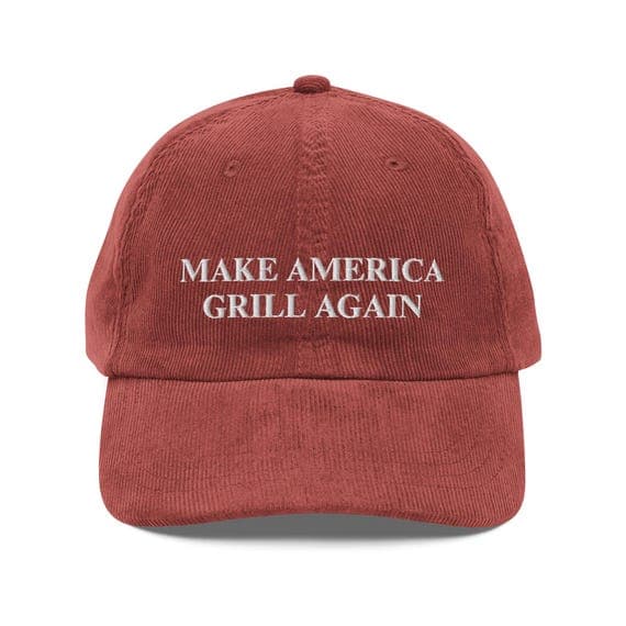 Make America Grill Again Corduroy Hat Embroidered Corduroy Hat Red Donald Trump Hat MAGA HAT Grill Hat BBQ Hat Cooking