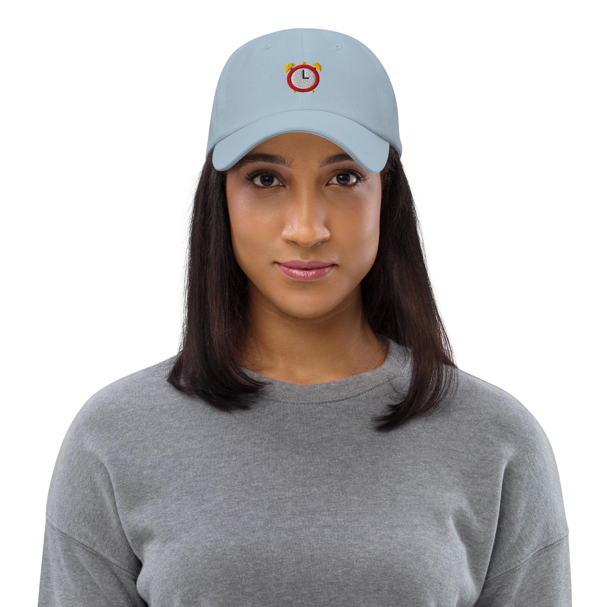 Alarm Clock Embroidered Dad Hat, Minimalist Baseball Cap for Students, Workers Night Owls, Adjustable Cotton Cap