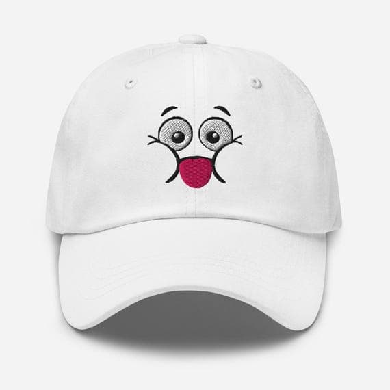 Funny Cartoon Face Embroidered Hat – Cute Expression Baseball Cap, Unique Embroidery Gift for Him & Her