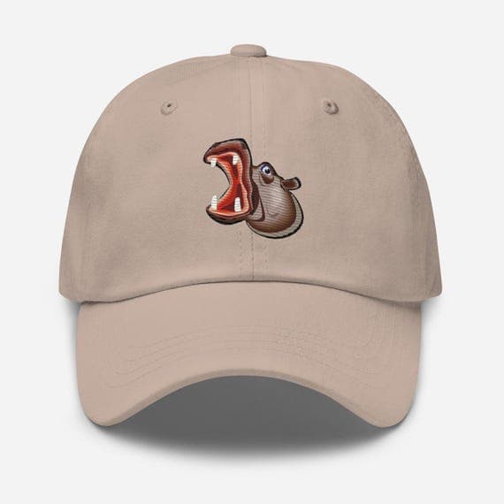 Moo Deng Hippo Dad Cap | Cute Hippo Embroidered Baseball Hat | Moo Deng Streetwear Cap | Gift for Hippo Lovers