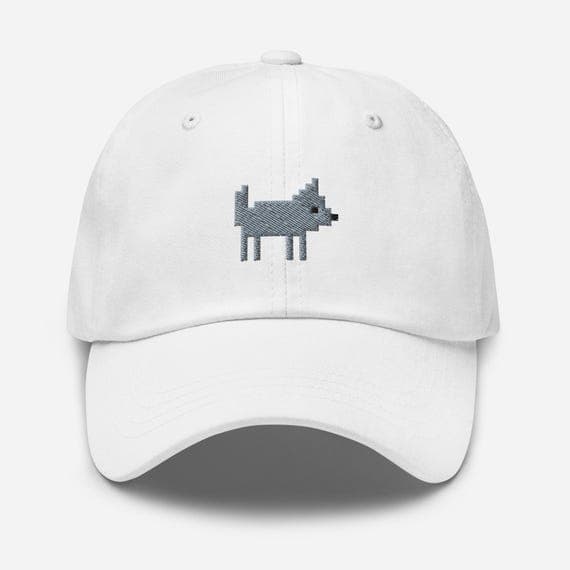 Pixelated Wolf Dad Cap – Embroidered Baseball Hat, Retro Pixel Art Wolf Design, Gamer Aesthetic Cap, Gift for Him