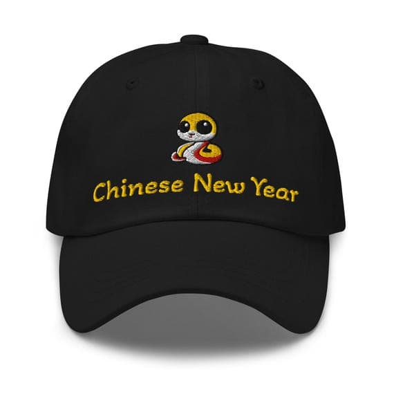 Chinese New Year Hat | Embroidered Dad Hat | Year of the Snake Hat with Cute Snake