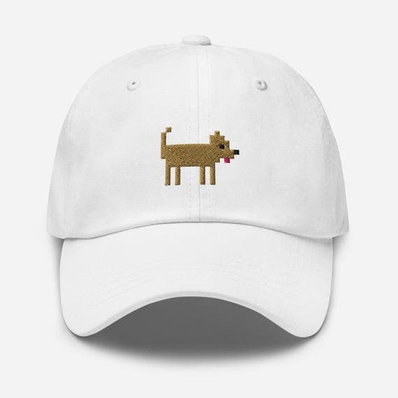 Pixel Dog Embroidered Baseball Cap | Retro Dad Hat | Gamer Gift | Dog Lover Aesthetic Cap