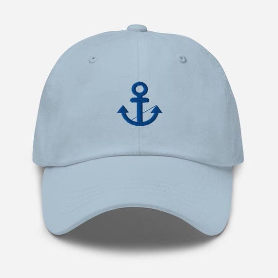 Embroidered Anchor Dad Hat | Nautical Baseball Cap | Sailing Fisherman Gift | Coastal Boho Unisex Cap