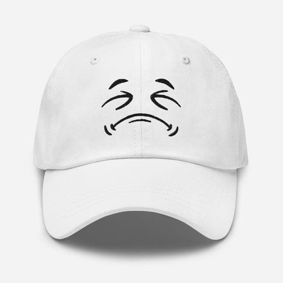 Cute Closing Eyes Expression Cap Embroidered Hat , Funny Minimalist Illustration Dad Hat, Unique Gift for Anime & Cartoon Lovers
