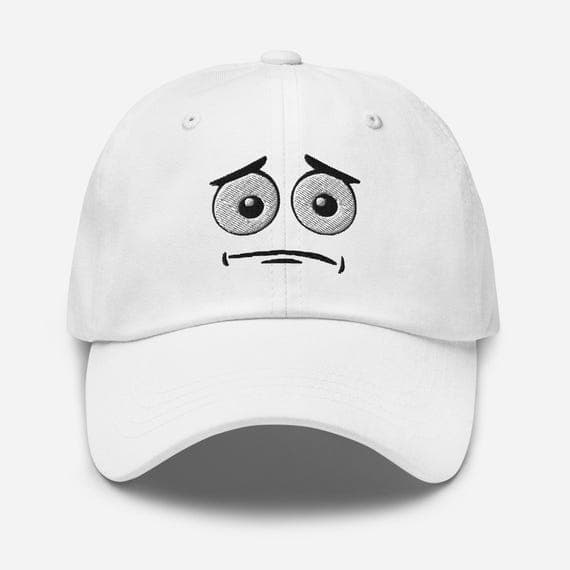 Cartoon Nervous Face Cap – Funny Embroidered Expression Hat, Cute Character Baseball Dad Cap, Aesthetic Streetwear Gift