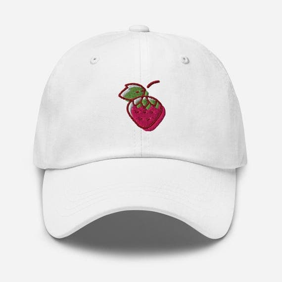 Embroidered Strawberry Hat Dad Cap | Cute Aesthetic Baseball Cap | Fruit Lover Gift Summer Accessory