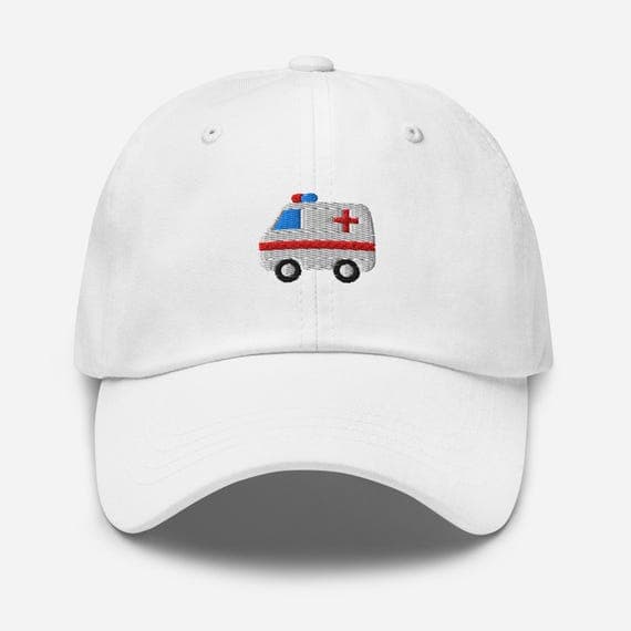 Ambulance Dad Hat Baseball Cap | EMT Paramedic Nurse Gift | Emergency Medical Embroidered Cap