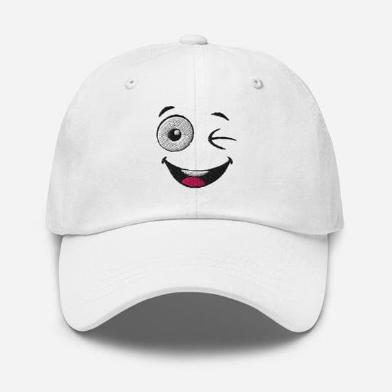 Cartoon Happy Face Embroidered Cap | Cute Aesthetic Dad Hat | Smiley Expression Baseball Cap | Fun Gift for Anime & Cartoon Fans