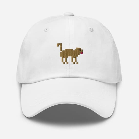 Pixelated Monkey Dad Cap – Embroidered Baseball Hat for Gamers, Retro Pixel Art Monkey Cap, Funny Aesthetic Gift for Her Him