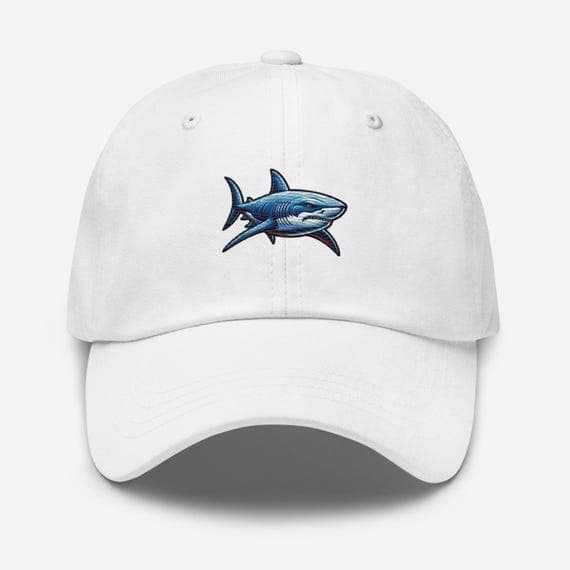 Shark Dad Cap | Cute Shark Hat Gift for Him Her | Ocean Lover Baseball Cap | Summer Beachwear Present | Adjustable Unisex Hat