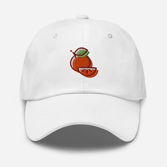 Orange Fruit Embroidered Dad Cap – Aesthetic Baseball Hat, Citrus Embroidery Cap, Summer Orange Baseball Hat, Minimalist Fruit Hat