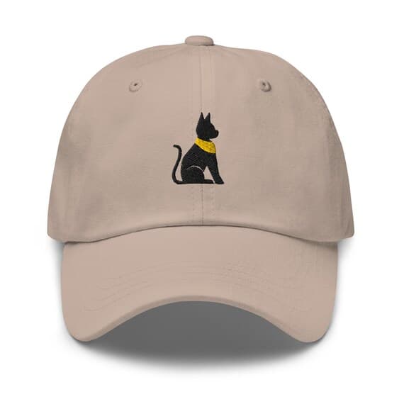 Black Egyptian Cat Embroidered Premium Dad Cap Baseball Cap Egyptian Hieroglyphs King Tut Hat Persian Hats Horus Hat Black Cat Gift for her