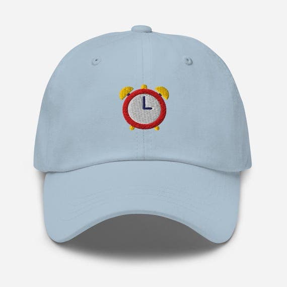 Alarm Clock Embroidered Dad Hat, Minimalist Baseball Cap for Students, Workers Night Owls, Adjustable Cotton Cap