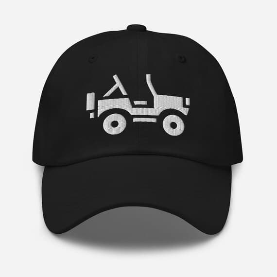 Embroidered Jeep Hat – Cute Car Illustration Cap, Adventure Embroidery Baseball Hat, Gift for Jeep Lovers