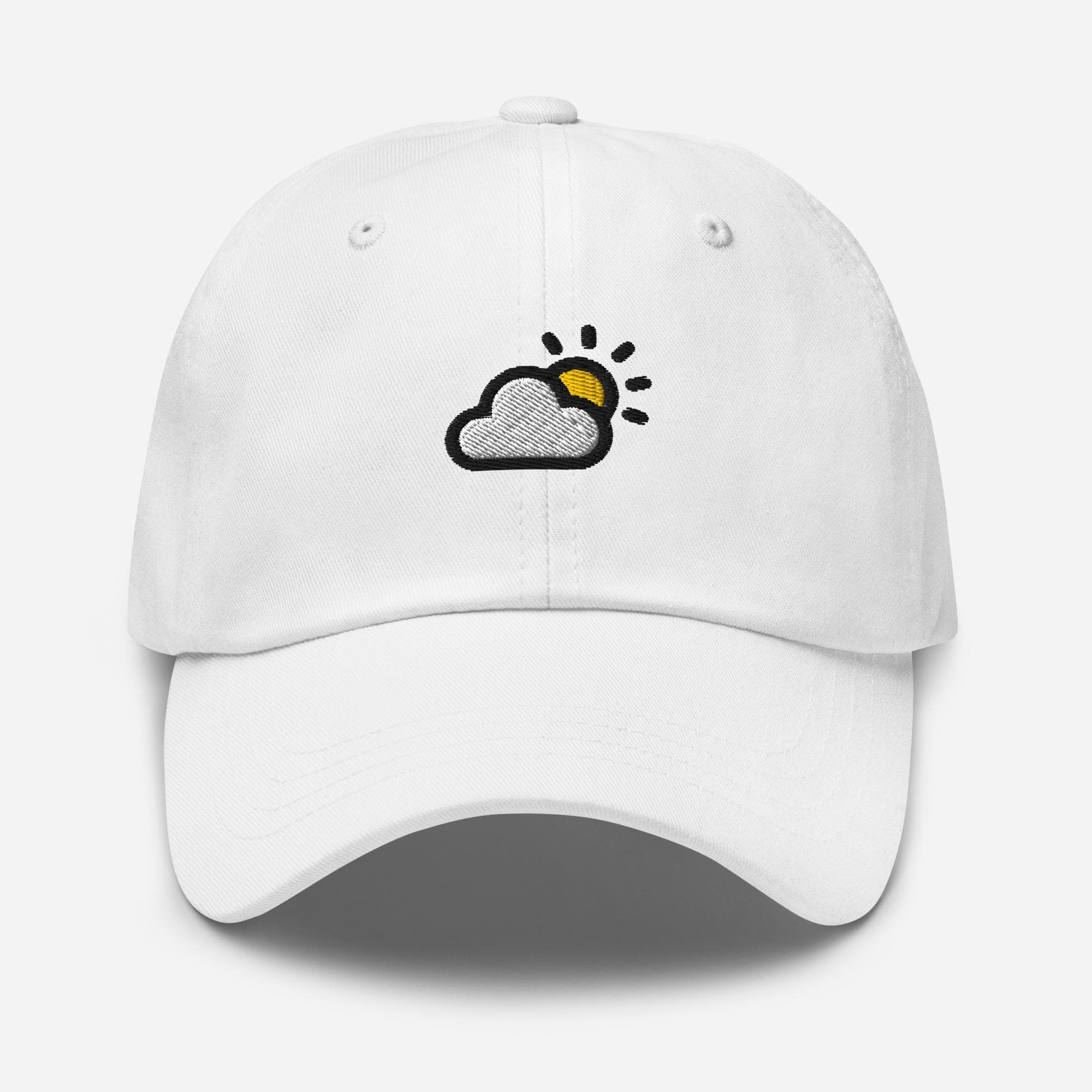 Embroidered Weather Cloud Sun Cap – Dad Hat, Cloud Icon Hat, Sun and Cloud Embroidery Gift for Nature Lovers