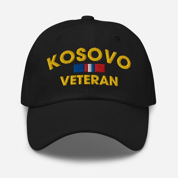 Kosova Veteran Dad Hat – Embroidered Baseball Cap, Military Veteran Gift, Adjustable Cotton Cap for Men