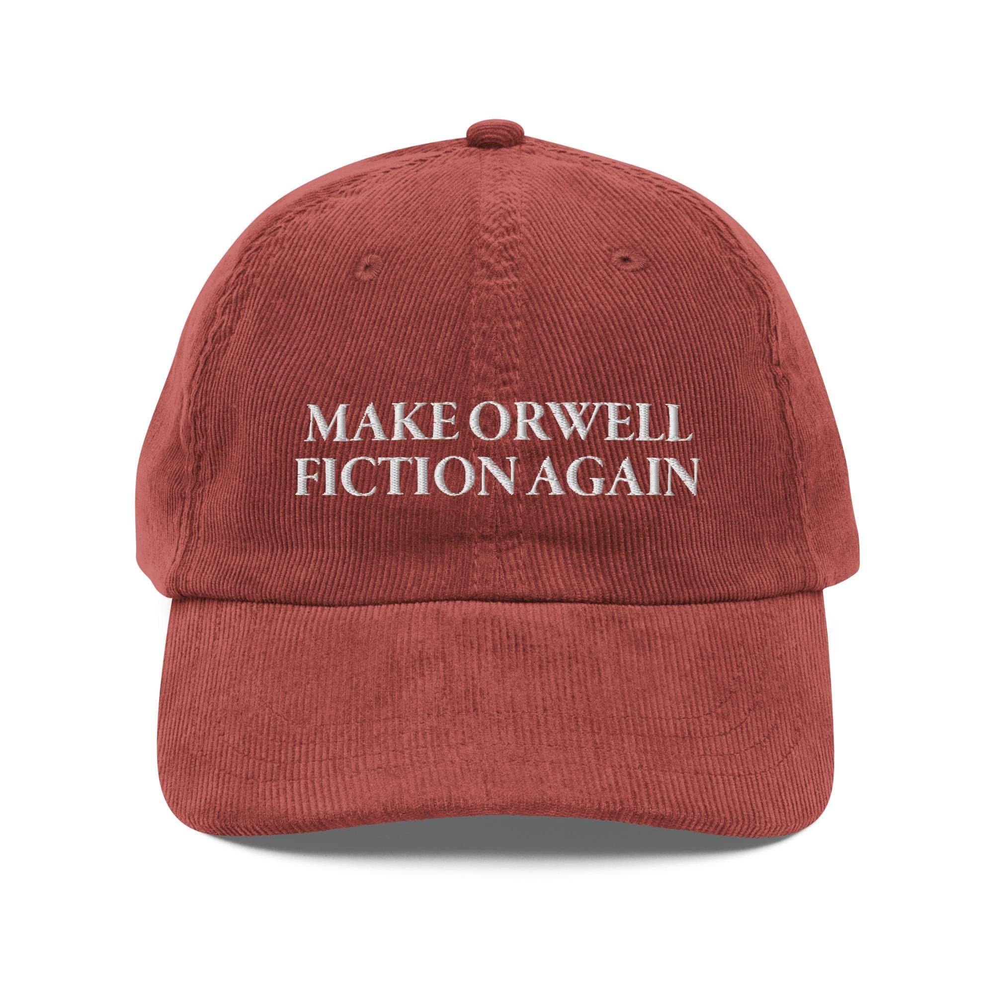 Make Orwell Fiction Again Embroidered Corduroy Cap | George Orwell Cap washed vintage cap
hipster fashion cap
make america great
again maga election
usa harris walz
george orwell 1984
dunny parody slogan
Corduroy Cap
dad cap
trending hat