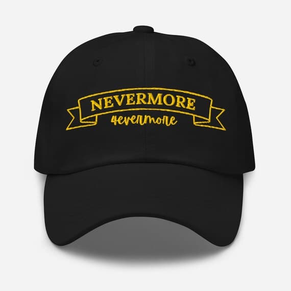 Nevermore Dad Cap Baseball Hat | Embroidered Raven Poe Inspired Cap | Gothic Dark Academia Aesthetic Hat for Men Women